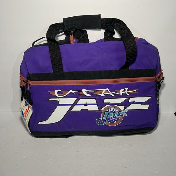 Vintage Utah Jazz Duffle Gym Bag NBA Basketball 90s NOS Zip Up Sports NEW - Picture 1 of 8
